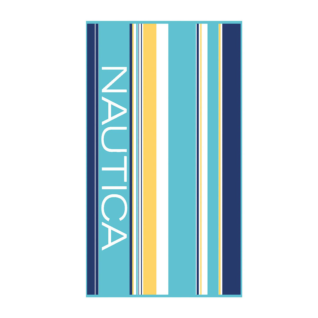 Nautica Home Aqua 100% Turkish Cotton Beach Towel, 90cm x 180cm, Blue Multi