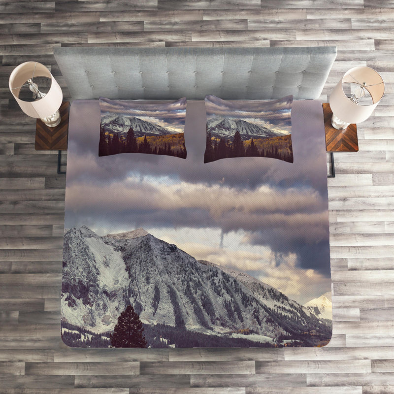 Landscape Polyester Coverlet, King Bedspread + 2 Shams