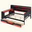 Lit de jour de jeu avec bureau et lumières intégrés, base de lit en bois moderne avec 3 tiroirs de rangement et station de charge intégrée, bibliothèque de tête de lit multifonctionnelle-128966611-128966612