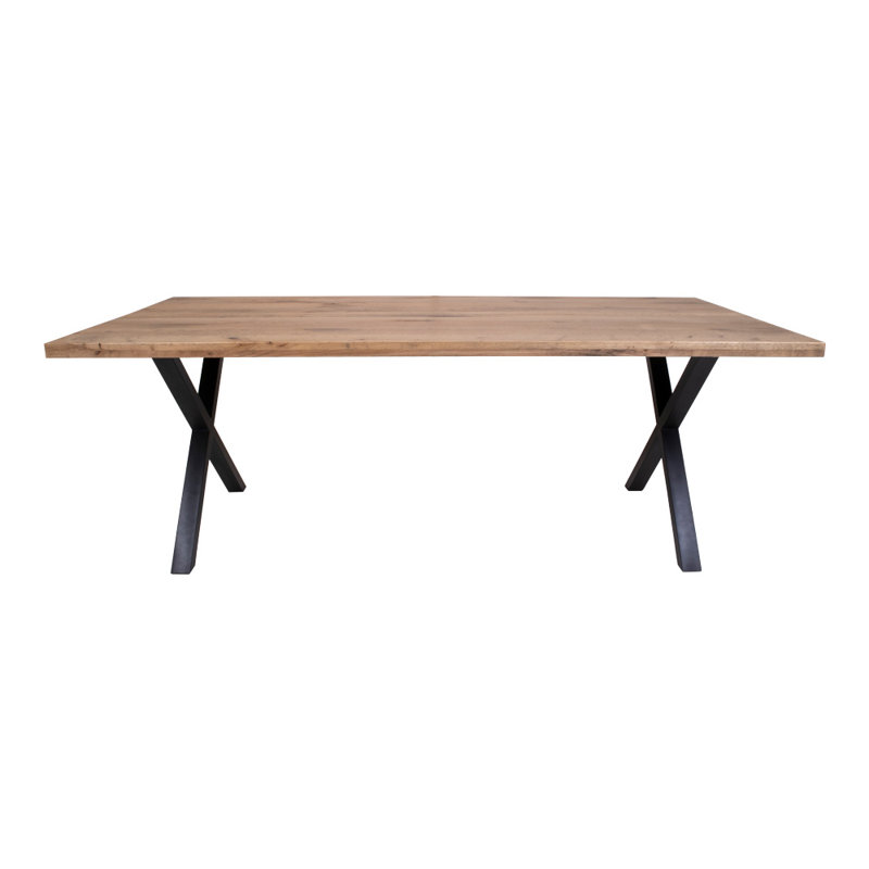 Daniell Oak Solid Wood Dining Table, Dark Beige