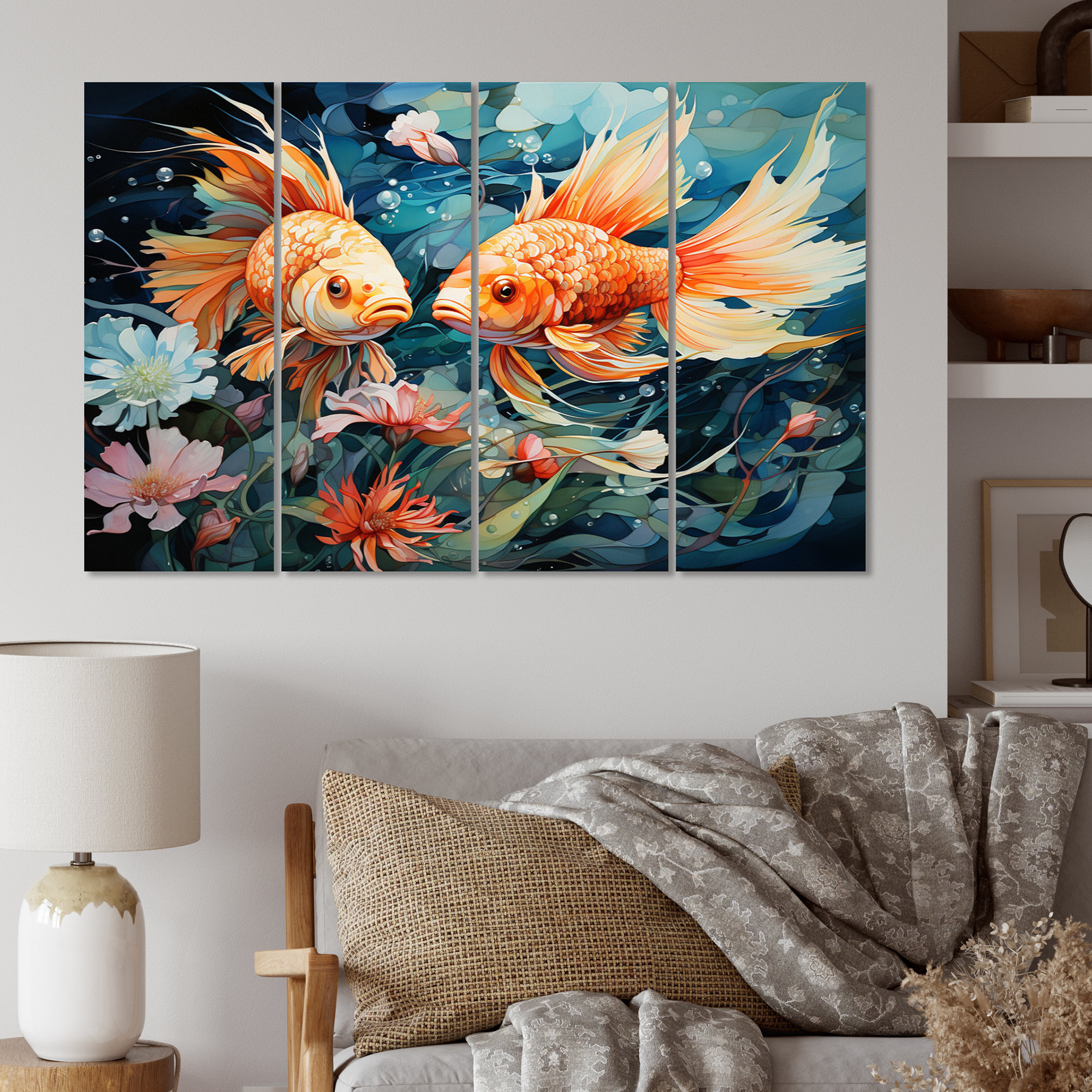 Designart Fishing Whimsical Waters I - Animals Metal Wall Decor Set 