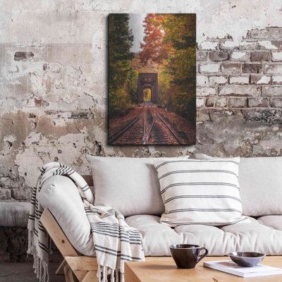 Art mural en métal Winston Porter «New England Train Trestle Bridge» par Bruce Getty