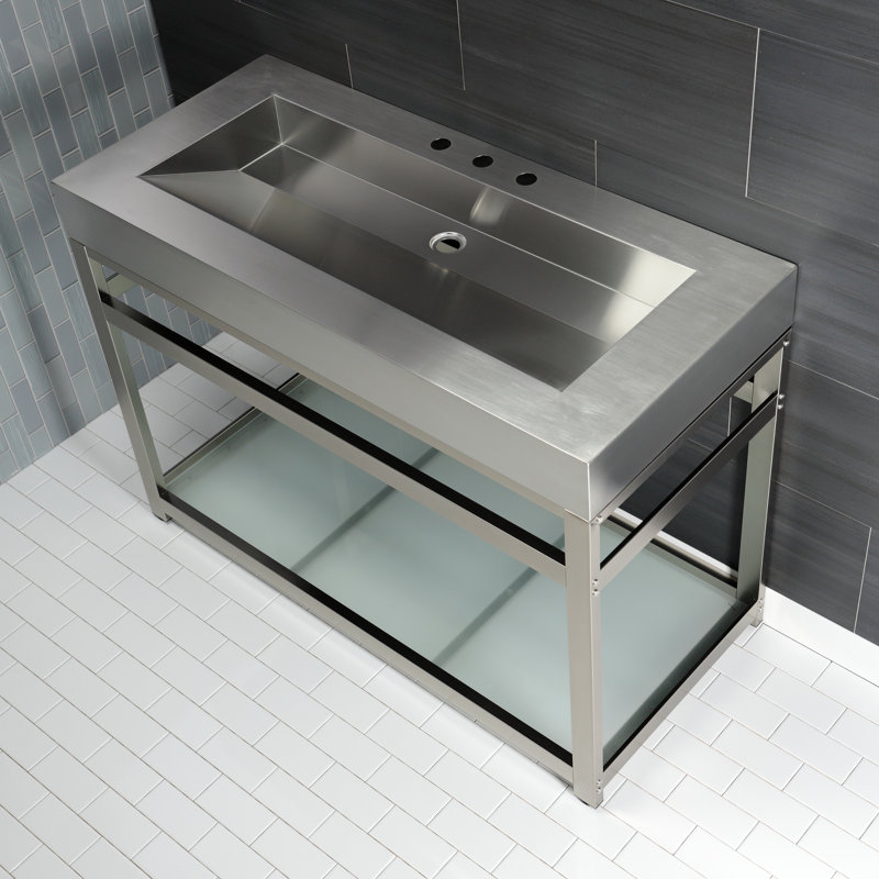 Fauceture Rectangular Console Bathroom Sink, Brushed/Brushed Nickel