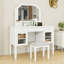 Bureau de coiffeuse avec tabouret, miroir, tiroir et armoire de maquillage