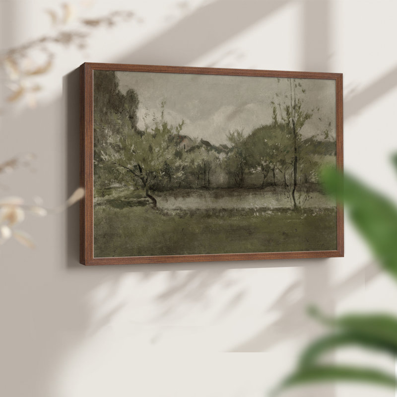 Paysages rétro-DCXCII - impression encadrée - réaménageable, H 11 po x l 14 po, Noyer