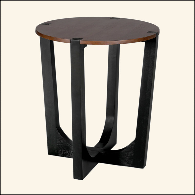 Table d'appoint en bois massif d'acacia avec plateau circulaire, parfaite pour une utilisation moderne et polyvalente