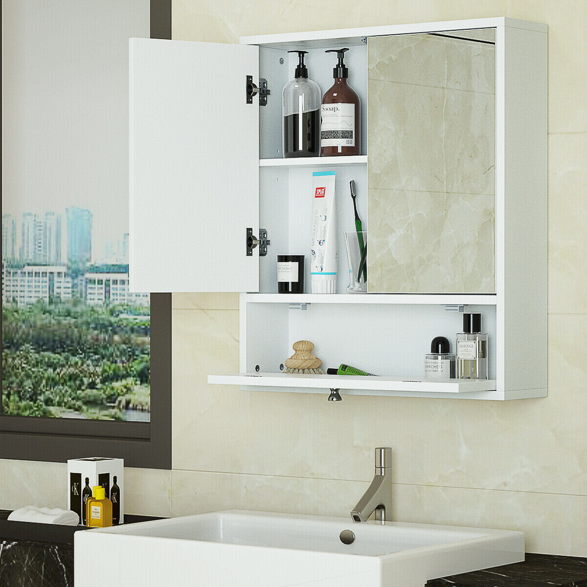 Bathroom Practical Storage, Non-drilling Suction Cup Type Wall-mounted Shelf