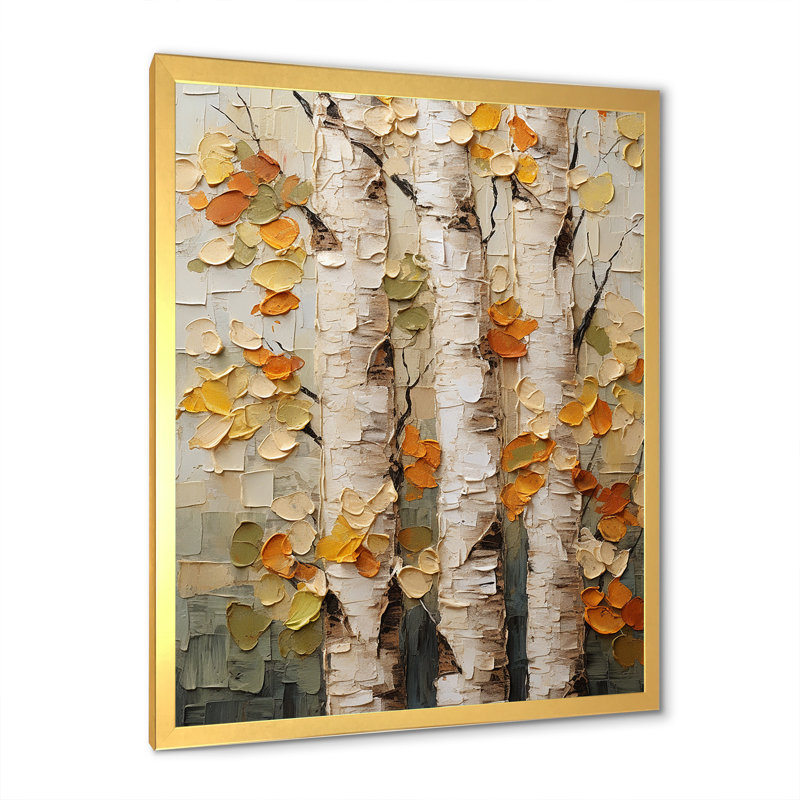 «Tree American Basswood I» - art mural arbre, Cadre doré simple, H 32 po x l 16 po x P 1 po
