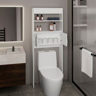 Armoire au-dessus de la toilette Madrid, double porte, deux tablettes blanc
