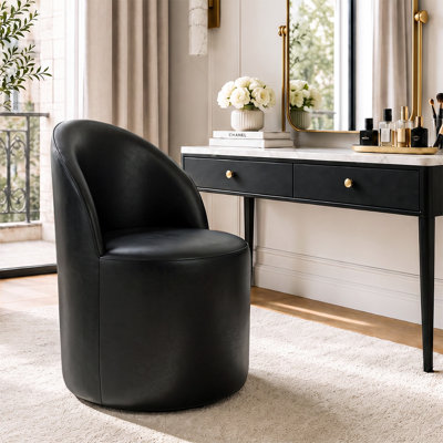Fauteuil de coiffeuse pivotant en similicuir avec roulettes dissimulées