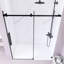 Porte de douche coulissante simple sans cadre de 56 po à l 60 po x H 72 po avec verre trempé transparent de 1/4 po (6 mm) d'épaisseur, revêtement facile à nettoyer, quincaillerie en acier inoxydable