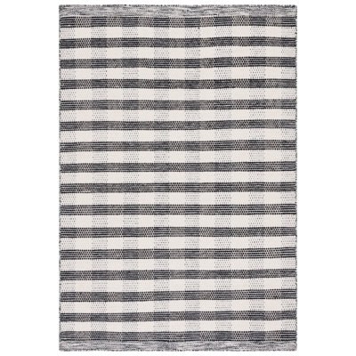 Tapis rayé noir / ivoire Kilim 807