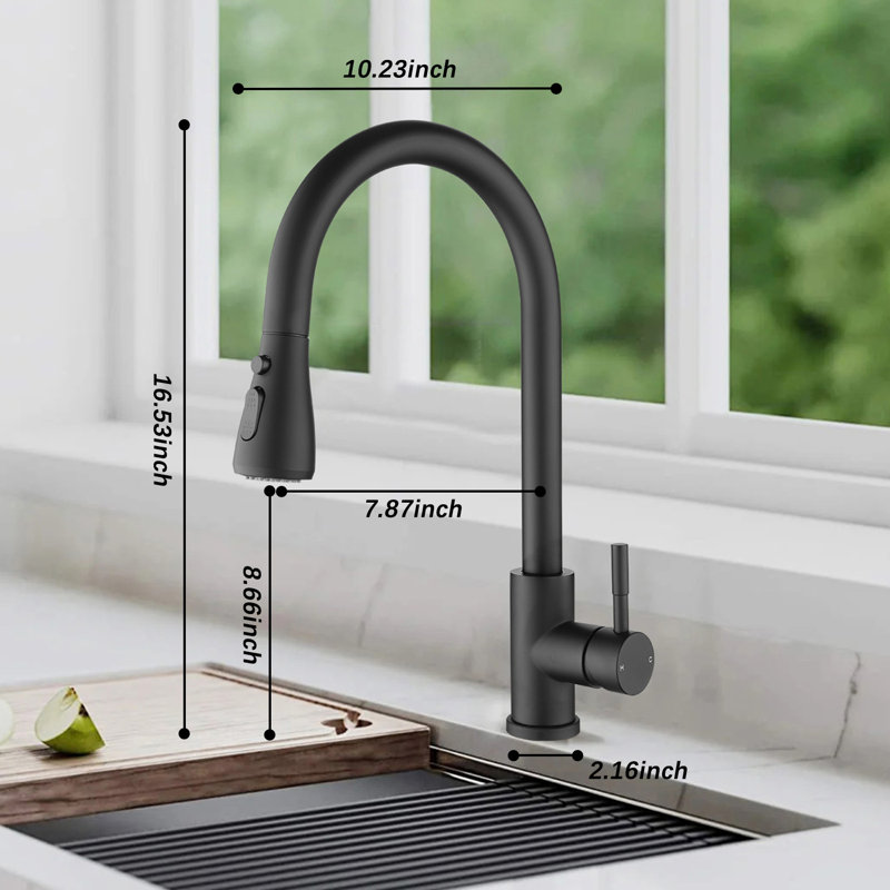 WESTINUS Pull Down Kitchen Faucet, Matte Black