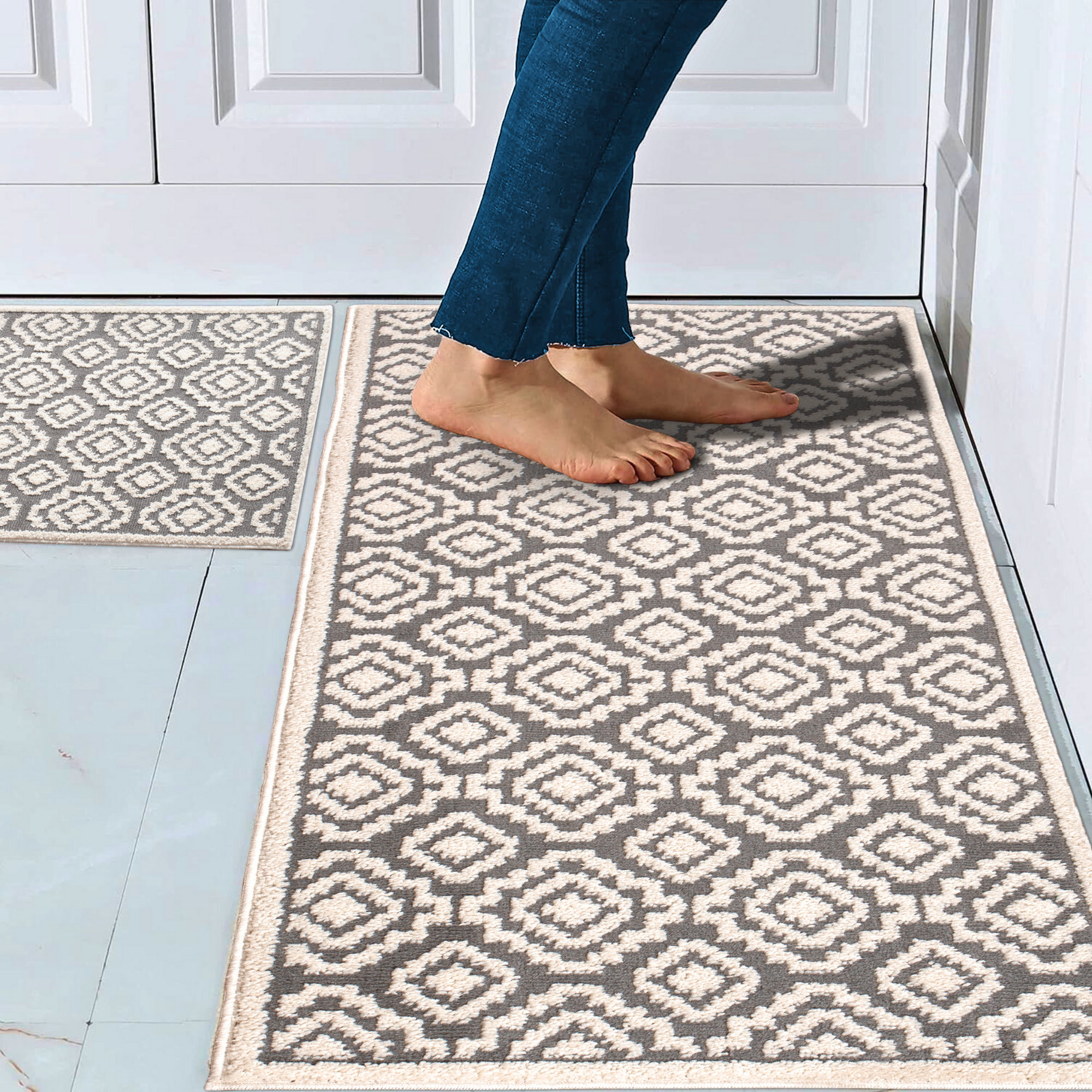 Moroccan Tiles Floor Mat Pvc Kitchen Rug Linoleum Area Rug -  in 2023