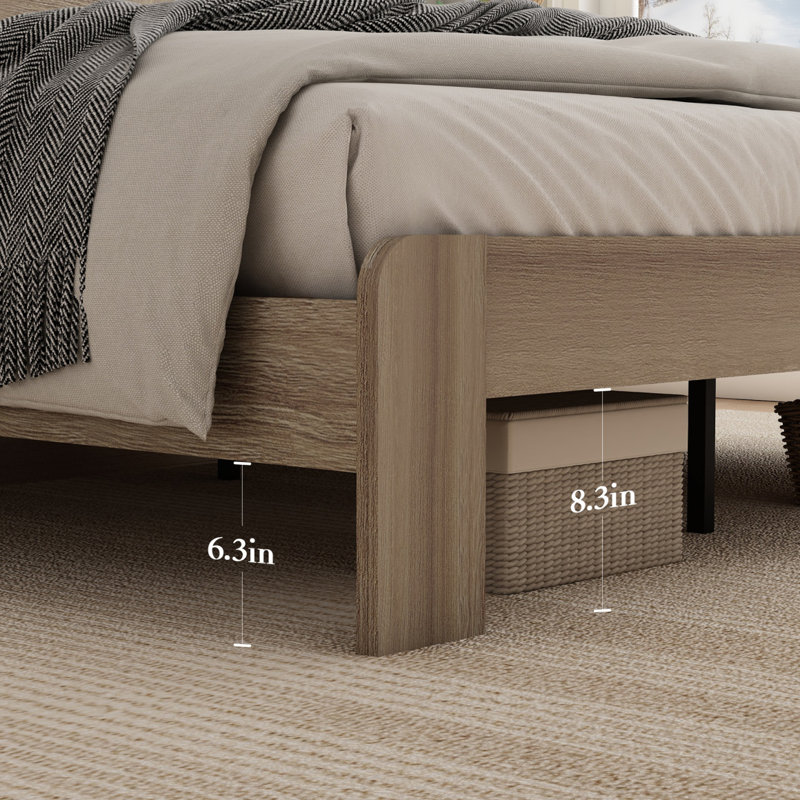 Cadre de lit grand, cadre de lit plateforme en bois avec tête de lit à DEL avec rangement et 2 ports USB, silencieux, aucun sommier nécessaire et outil d'assemblage facile, grand rangement sous le lit, gris foncé