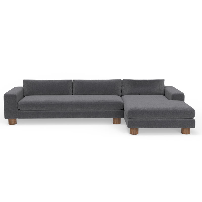 Canapé modulaire 2 pièces 135 po Milo, Gris anthracite, Orienté à droite