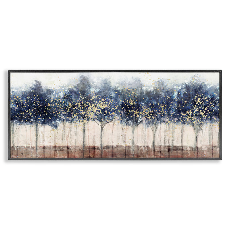 "Stupell Industries Trees with Modern Splash", art mural par Nina Blue, Giclée encadrée noir minuit