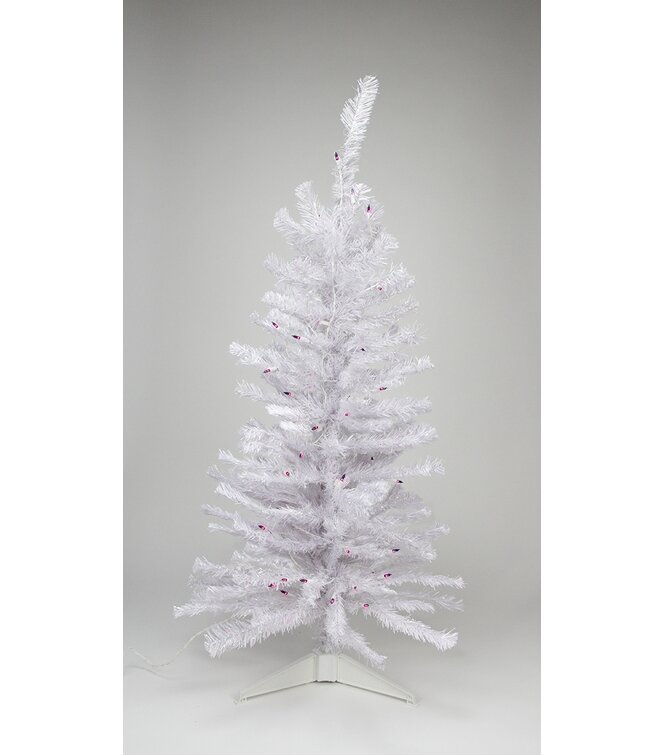 Northlight 2' Pre-lit White Iridescent Pine Artificial Christmas Tree -  Purple Lights