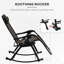Chaises berçantes d'extérieur, chaise berçante inclinable et inclinable pliable avec coussin, support pour tasse et téléphone, conception combinée avec pieds pliants-737042974