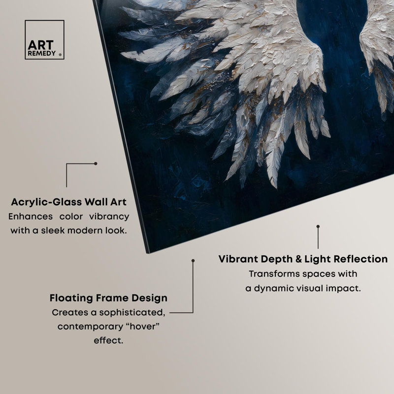 «Angel Wings on Navy» par Christian Remedy, H 12 po x l 12 po
