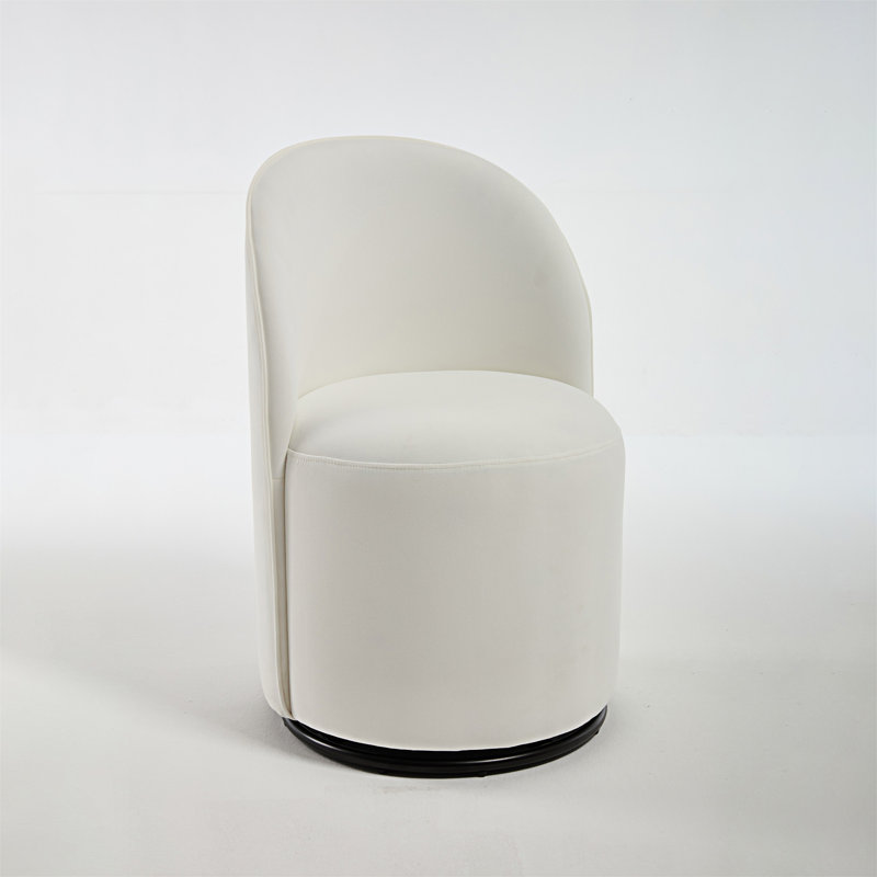 Ensemble de 1 chaise demi-tonneau rembourrée pour la cuisine et la salle à manger (chaise incluse seulement), Crème, crème