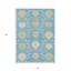 Tapis extérieur lavable damassé bleu sarcelle, gris et ivoire 5 pi x 8 pi