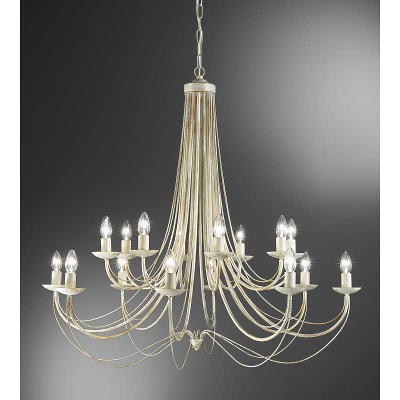 Chatham 16 - Light Candle Style Chandelier, Cream and Gold