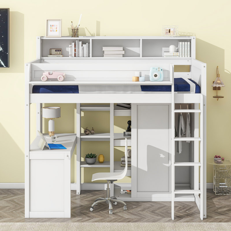 Jaiya Kids Twin Loft Bed, White