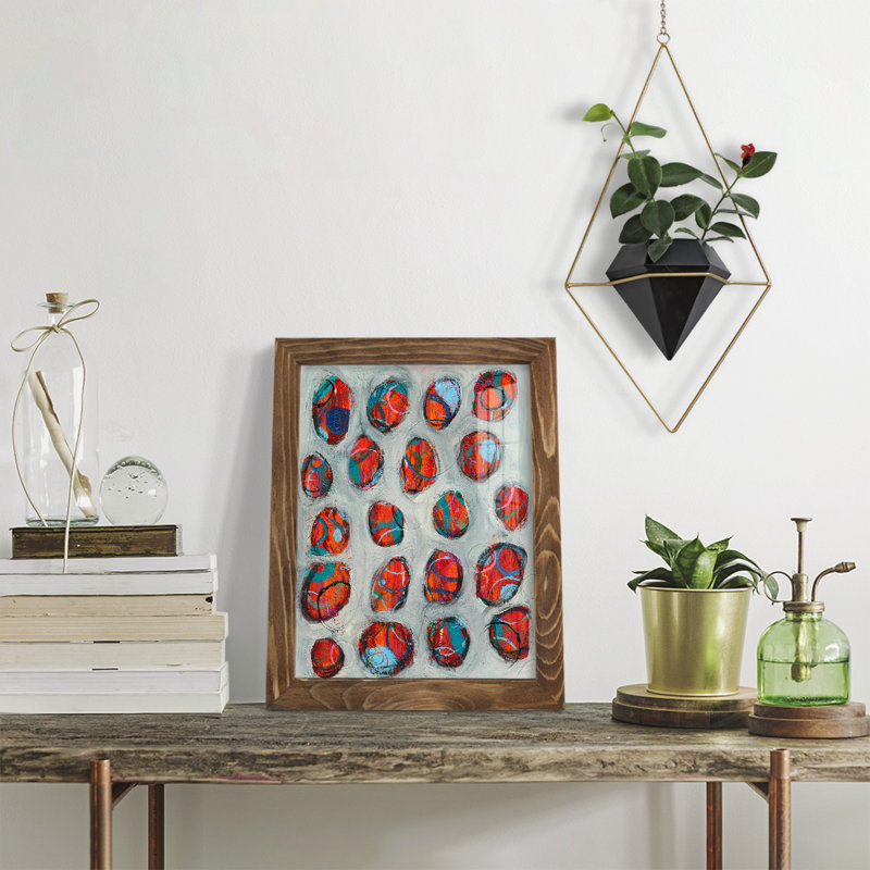 Gelson Abstract Circles I, encadré sur papier, H 11 po x l 9 po x P 1 po, Noyer