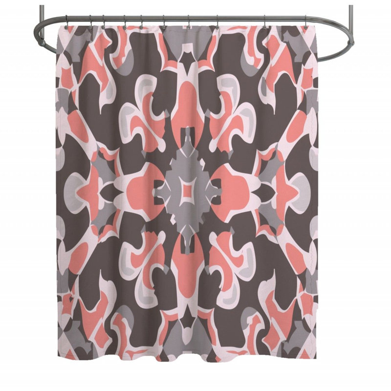 Rideau de douche rose et gris Kaléidoscope, H 93 po x l 70 po