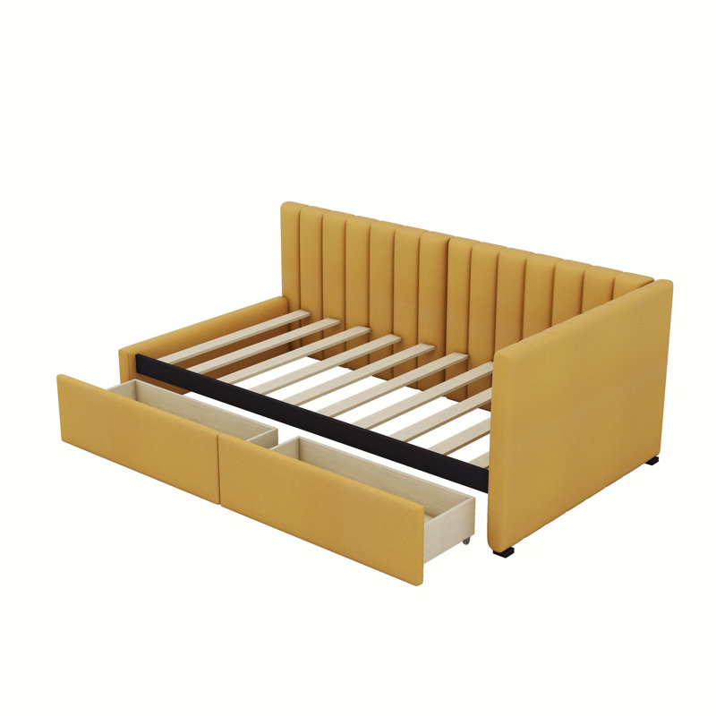 Mauda Upholstered Platform Storage Bed, Yellow