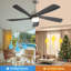 Ventilateur de plafond moderne de 52 pouces avec lumière DEL à intensité variable et 5 pales en bois massif avec moteur à courant continu réversible et télécommande