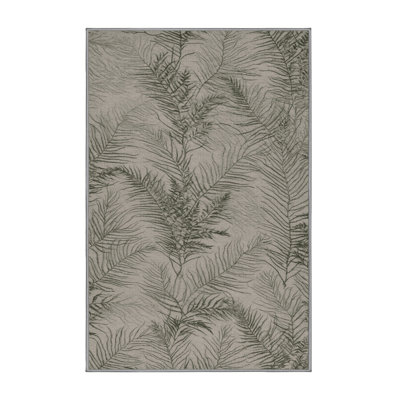 Tapis gris botanique lavable à la machine