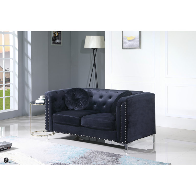 Sleek Black Contemporary Loveseat