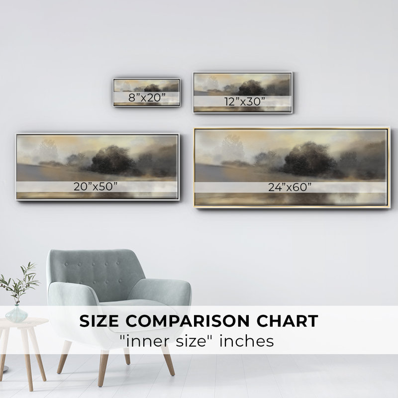 Misty Pond- Framed Canvas, 20" H x 50" W