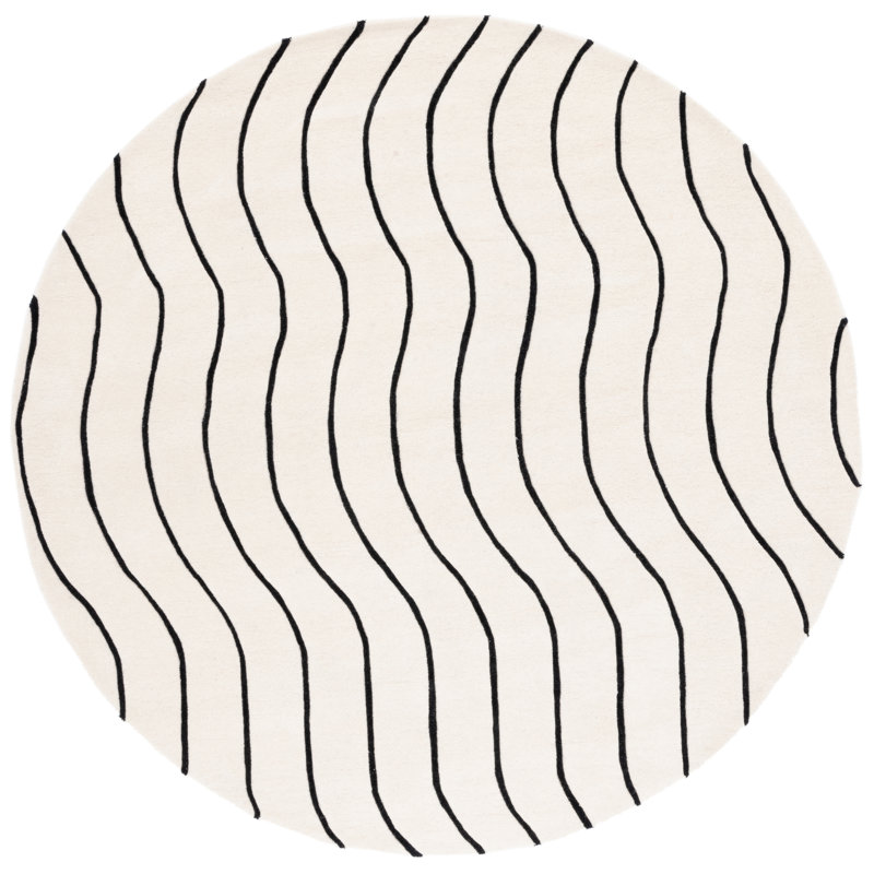 Kristian Hand Tufted New Zealand Wool Abstract Rug, Round 7'