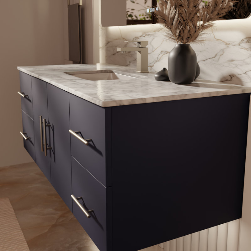 Meuble-lavabo simple l 48 po x P 22 po Geneva, Marine