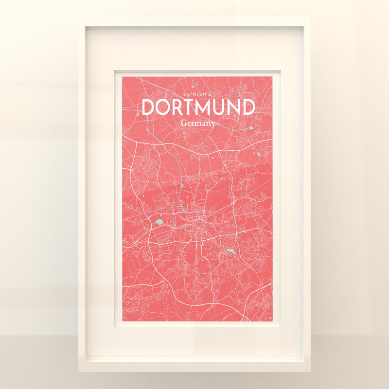 Dortmund City Map In Maritime - No Frame Print, 36cm H x 24cm W x 0.05cm D