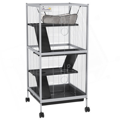 Cage à roulettes en métal pour petits animaux Pawhut
