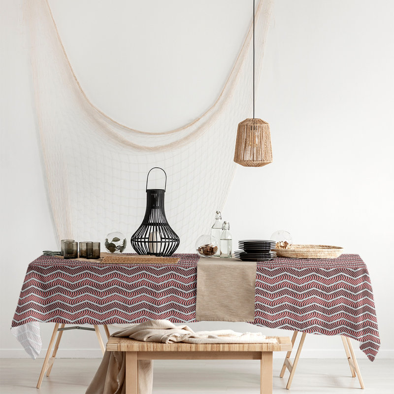 Stephenie Wavy Chevrons Tablecloth, Red