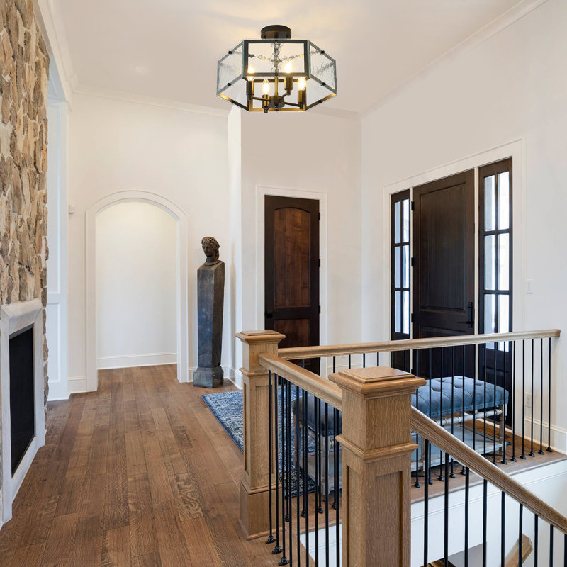 4- Lights Hexagonal Semi Flush Mount