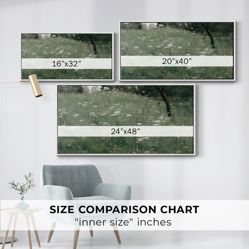 Landscape Series-DCCXV- Framed Gallery Wrapped Canvas -Ready to Hang, 21" H x 41" W, White