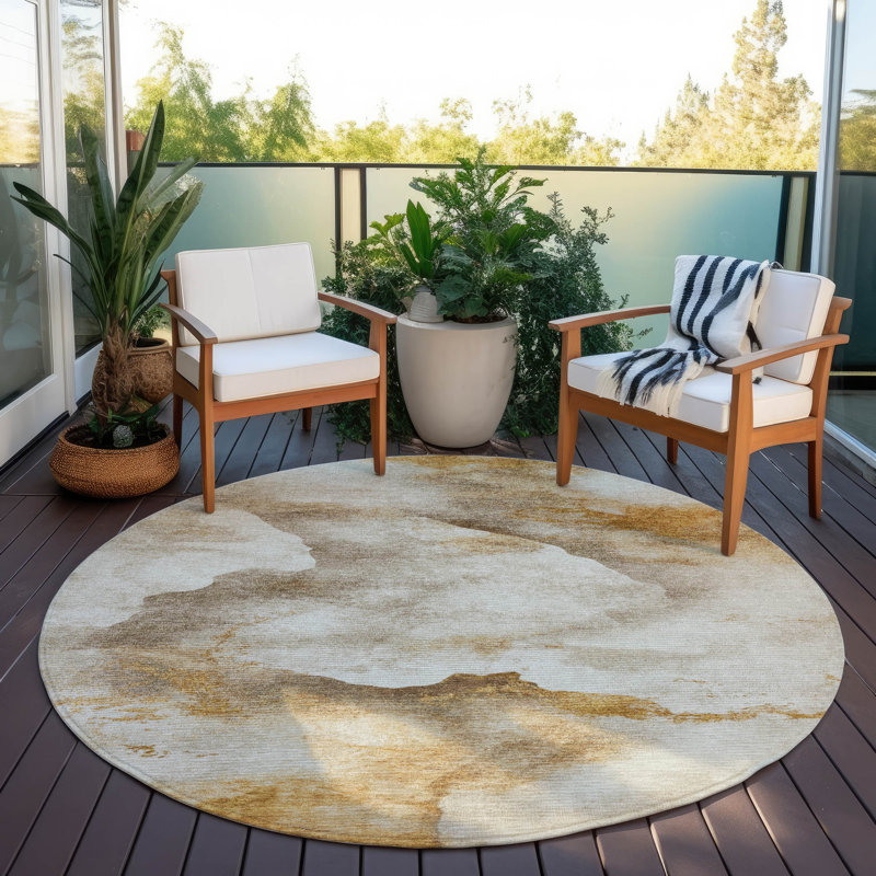 Machine Washable Indoor/Outdoor Xhevrie Beige Rug, Runner 2'3" x 7'6"
