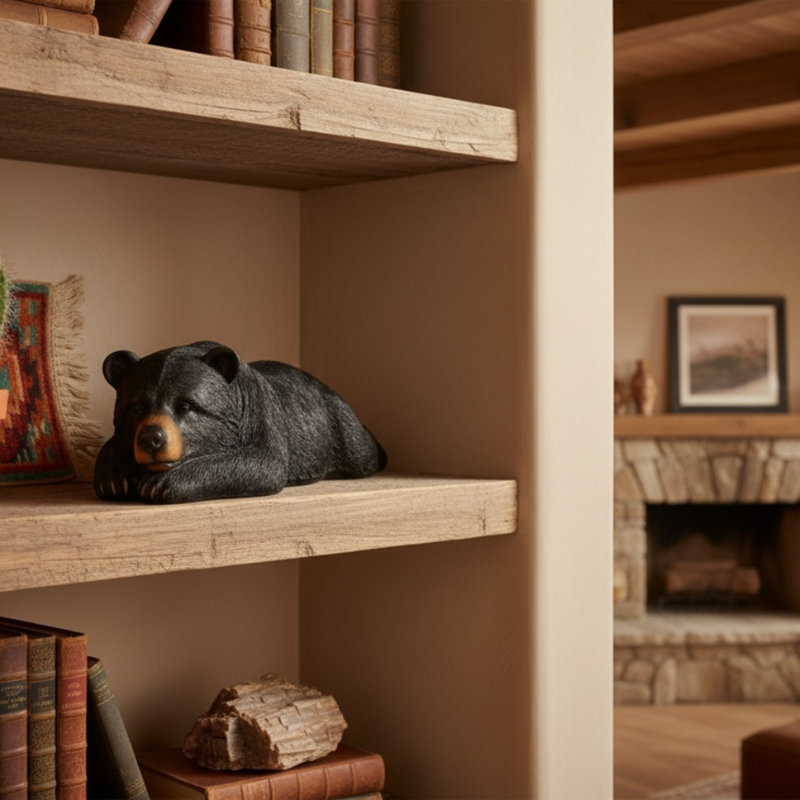 Grande sculpture en forme d'ours noir rustique
