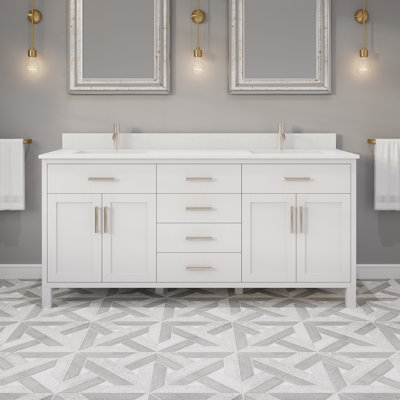 Ensemble de meuble-lavabo double en bois massif l 72 po x P 22 po Kali II