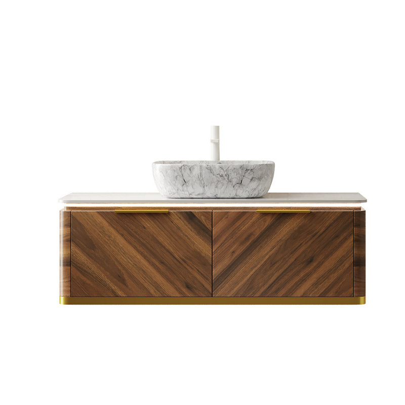 Meuble-lavabo avec lavabo et tiroirs, meuble-lavabo avec rangement pour la maison, Noyer foncé