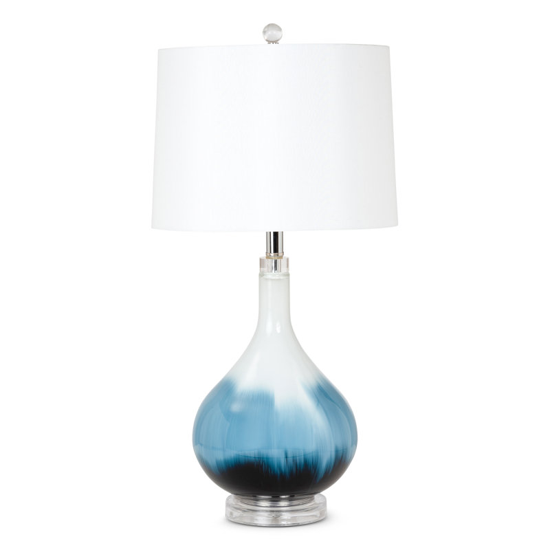Ombre - 28" Blue Tone Glass Table Lamp - Set of 2 - Blue, White Finish
