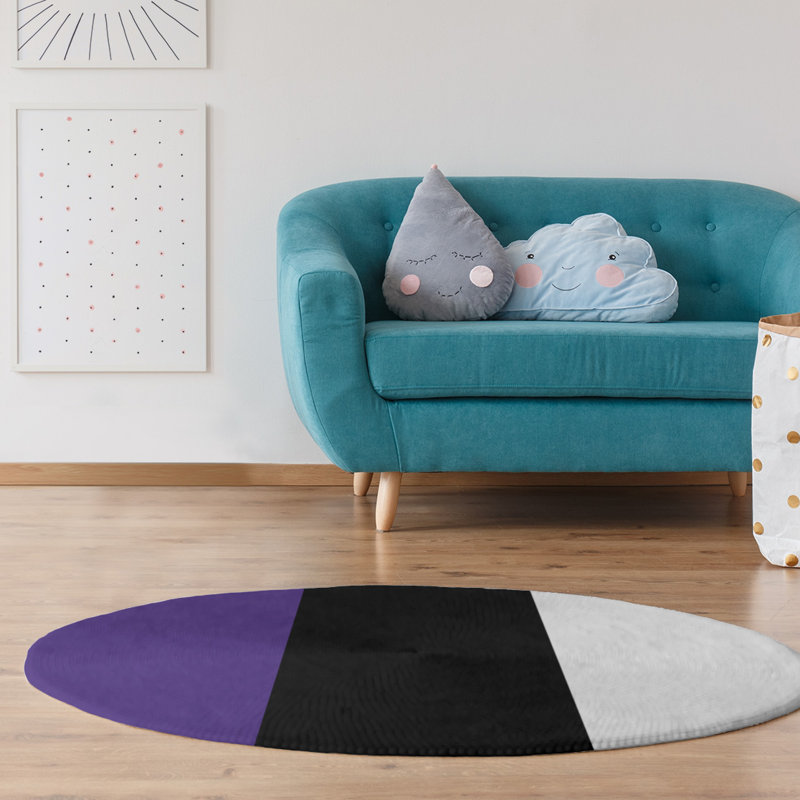 Tapis mauve/noir, Rond 5 pi