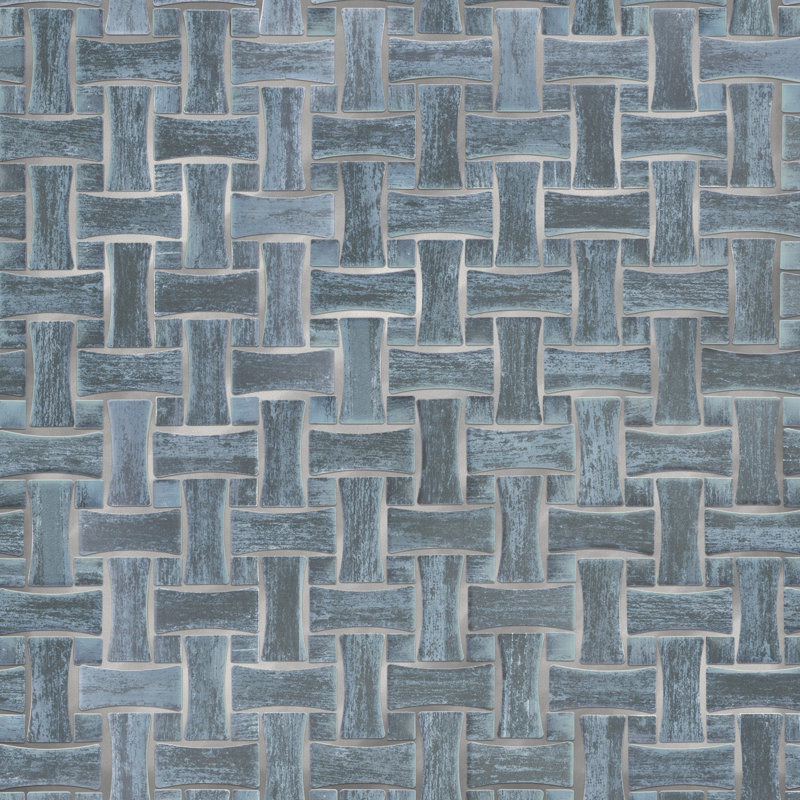 Cassis Dog Bone Basketweave 10 In. X 10 In. Porcelain Mosaic Tile, Black