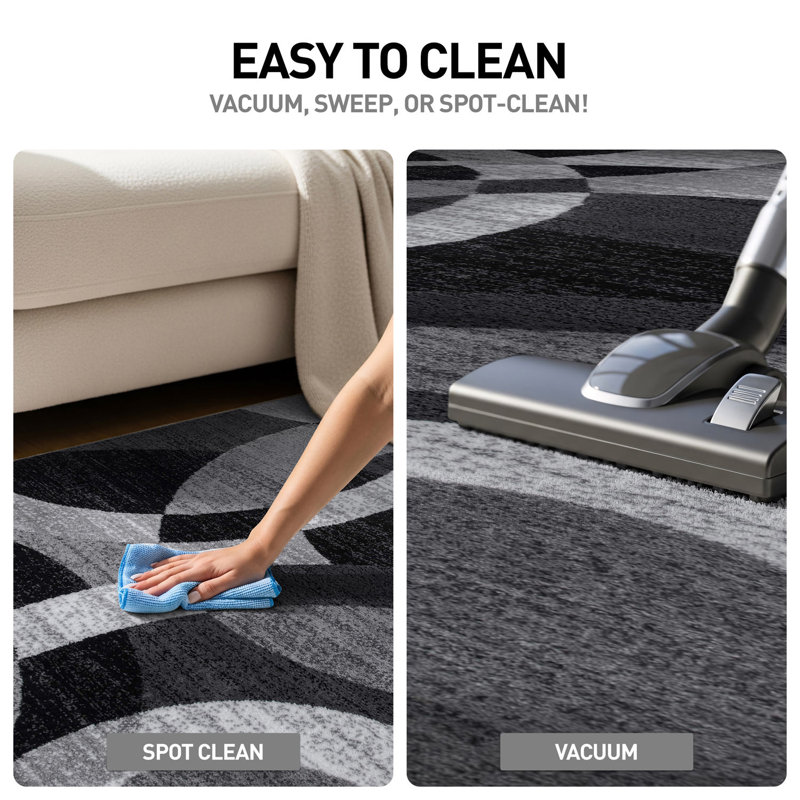 Mehul Woven Geometric Gray/Black/Ivory Area Rug - Modern Abstract Polypropylene Carpet for Living Room, Bedroom, Entryway, or Dining Room